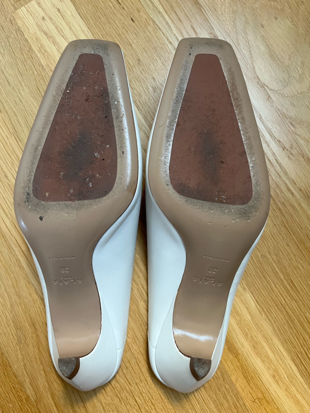 Alaia Spike 55 Leather Peep-Toe Mules in White Size 38 - Picture 2 of 9